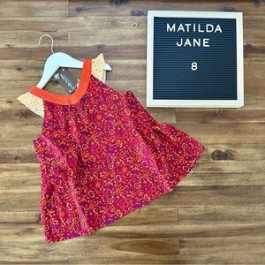 NWT Matilda Jane Enchanted Garden Beach Bonfire Swing Tank Top 8 Red Floral